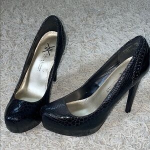 Kardashian Kollection Black Glitter Heels